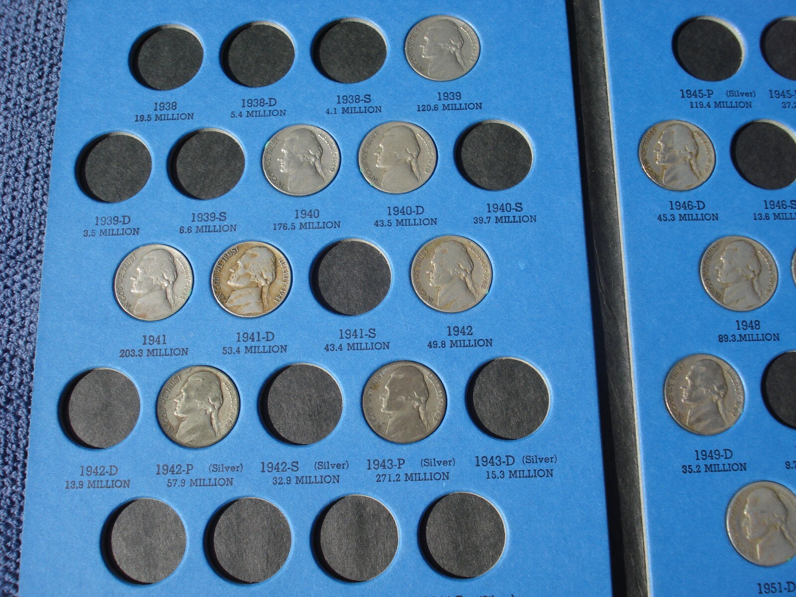 WHITMAN COIN COLLECTIONS.QUARTERS COMPLETE. ROOSEVELT DIMES  JEFF NICKELS NOT