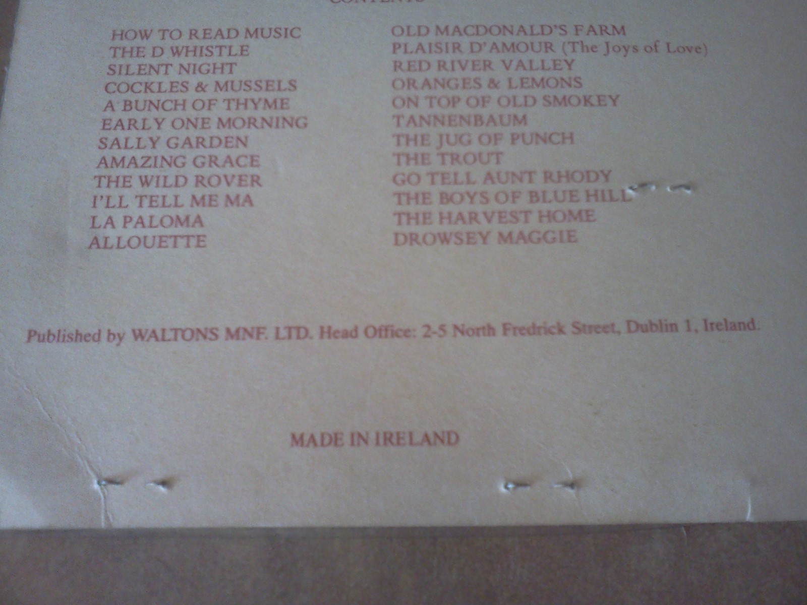 Soodlum's Tin Whistle Pack Mellow D Cassette Tape with Fully Diagrammed Book