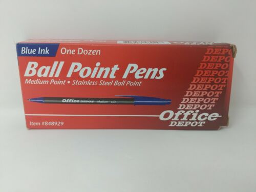 Office Depot 1996 Ball Point Pens Blue Ink Made in USA VTG 90s...