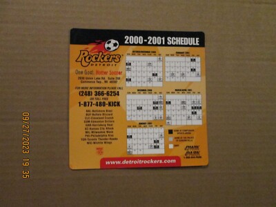 NPSL Detroit Rockers Vintage Defunct Circa 2000-2001 Team Logo Magnet Schedule