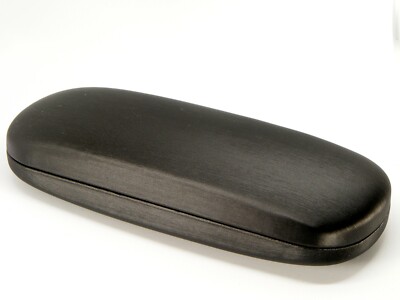 NEW Hard Clam Shell Eyeglasses Glasses Black Case w/ Cleaning Cloth 160x60x36mm