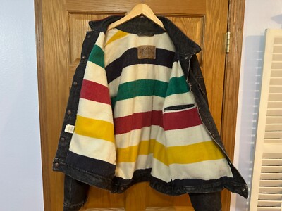 Levi's Denim Jacket Black Hudson Bay Sz XL RARE