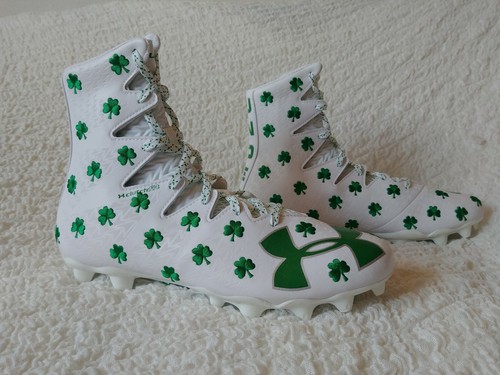 NEW Under Armour Lacrosse Cleats Clover LUCKY ST PATRICK GREEN WHITE 9.5