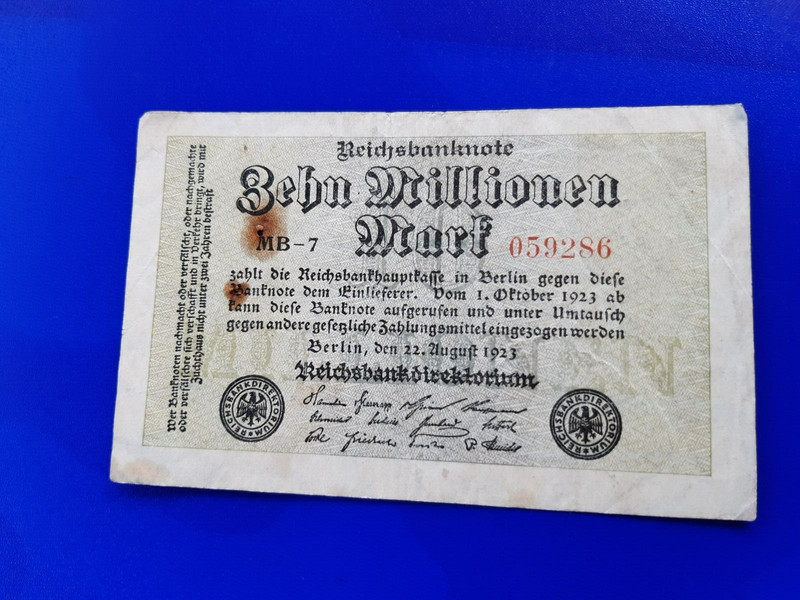 Allemagne Billet 10 Million Mark 1923 â­ï¸ Serie Mb7 ~ Banknote ç´å¹£  Deutschland