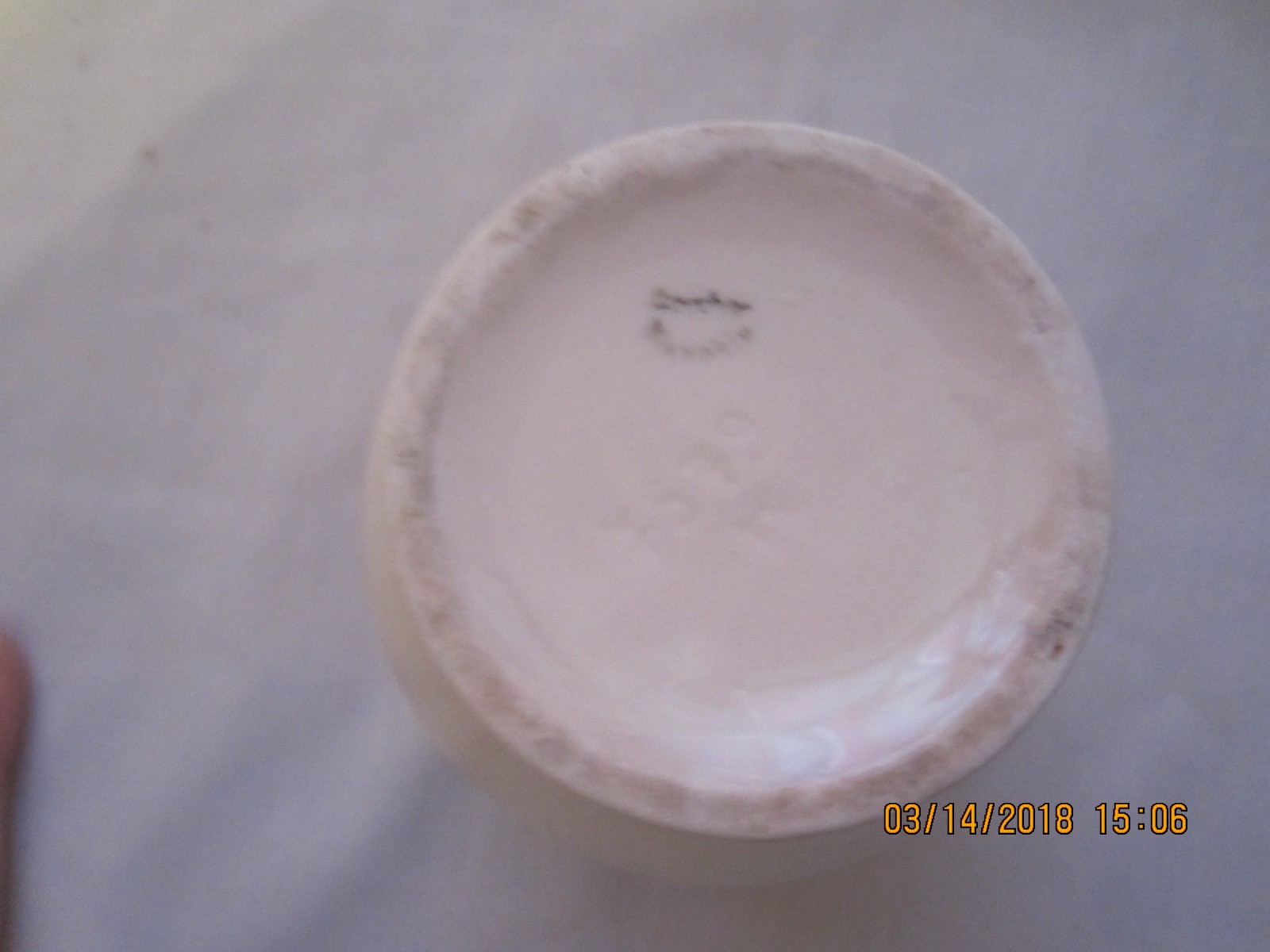 Vintage Ceramic Creamer / Small Pitcher with simple Red Spout and trim