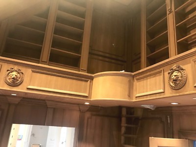 Carved Lion Head in Round frame. Wall Plaque / Applique 