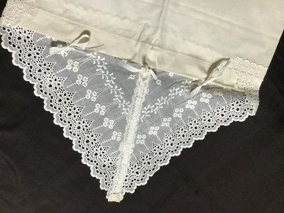 2 Vintage ITALIAN TROUSSEAU Fancy PILLOWCASES Eyelet LACE Broderie Anglaise