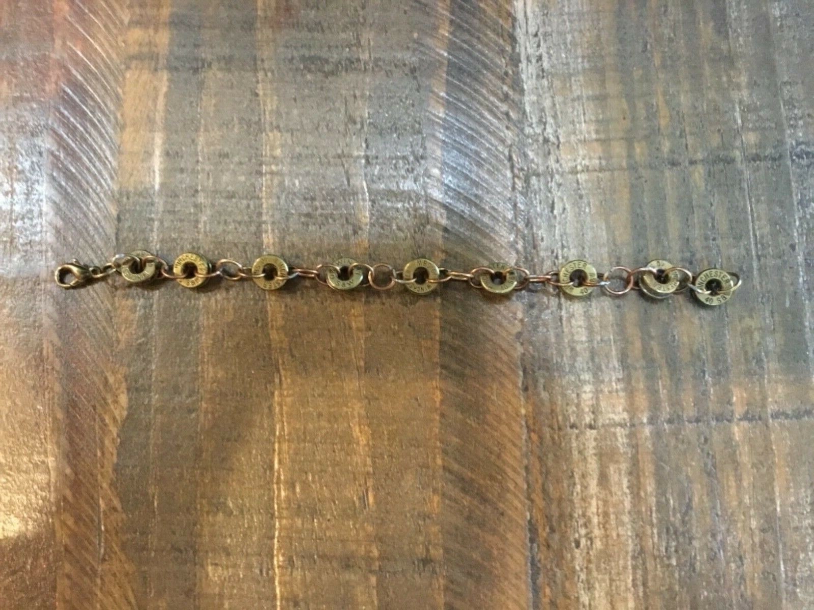 Brass Bullet link Bracelet Winchester 40 Smith and Wesson primer End