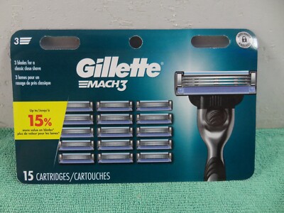 Gillette Mach3 Mens Razor Blades Refill 15 Cartridges - Brand New