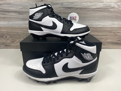 *Nike Air Jordan 1 Mid Panda White Black FJ6805-100 Football Cleats Alpha NEW