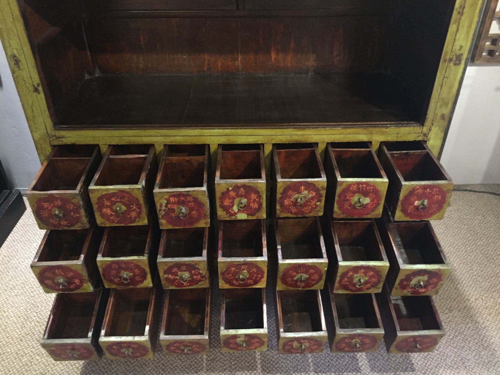 Antique Chinese Apothecary Herbal Cabinet Circa 1940s
