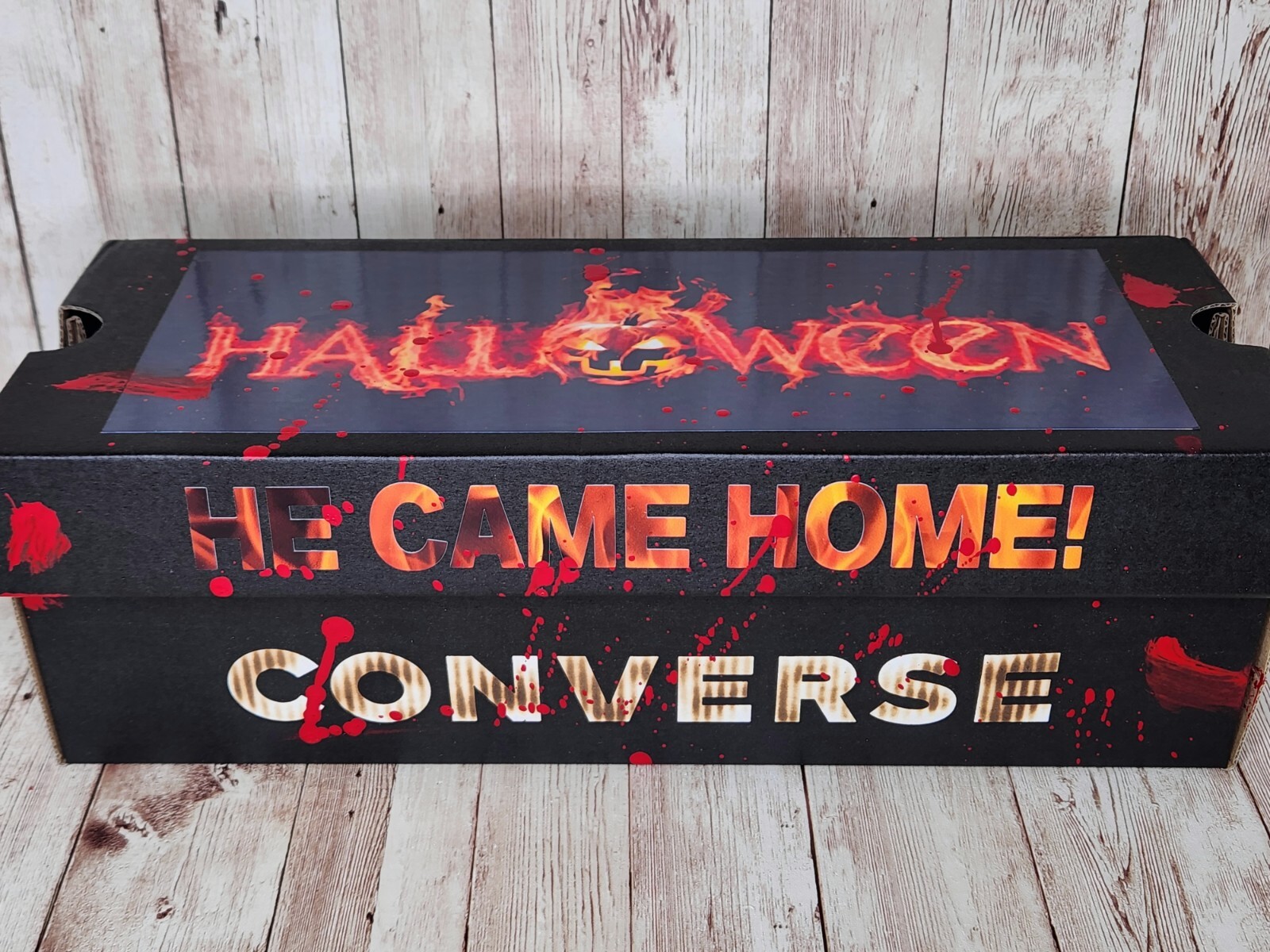 Pre-owned Converse Halloween Custom Horror High Top  Sneakers Scary Movie Shoes In Black