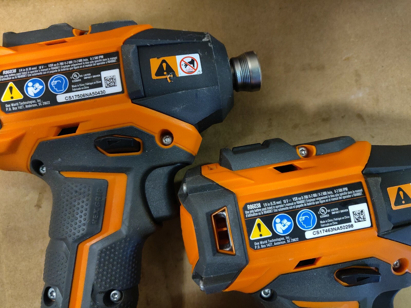 Two Ridgid R86038 GEN5X BRUSHLESS Impact Driver FOR PARTS REPAIR NOT WORKING