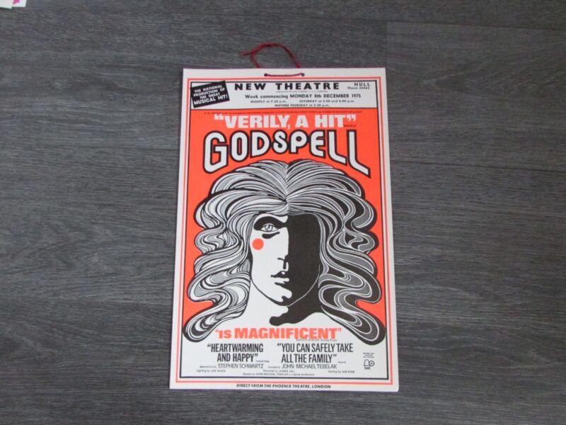 Godspell Verily a Hit Musical Original 1975 Hull New Theatre Poster