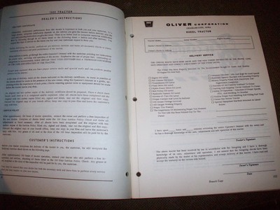 Original Oliver 1600 Tractor Operator's Manual