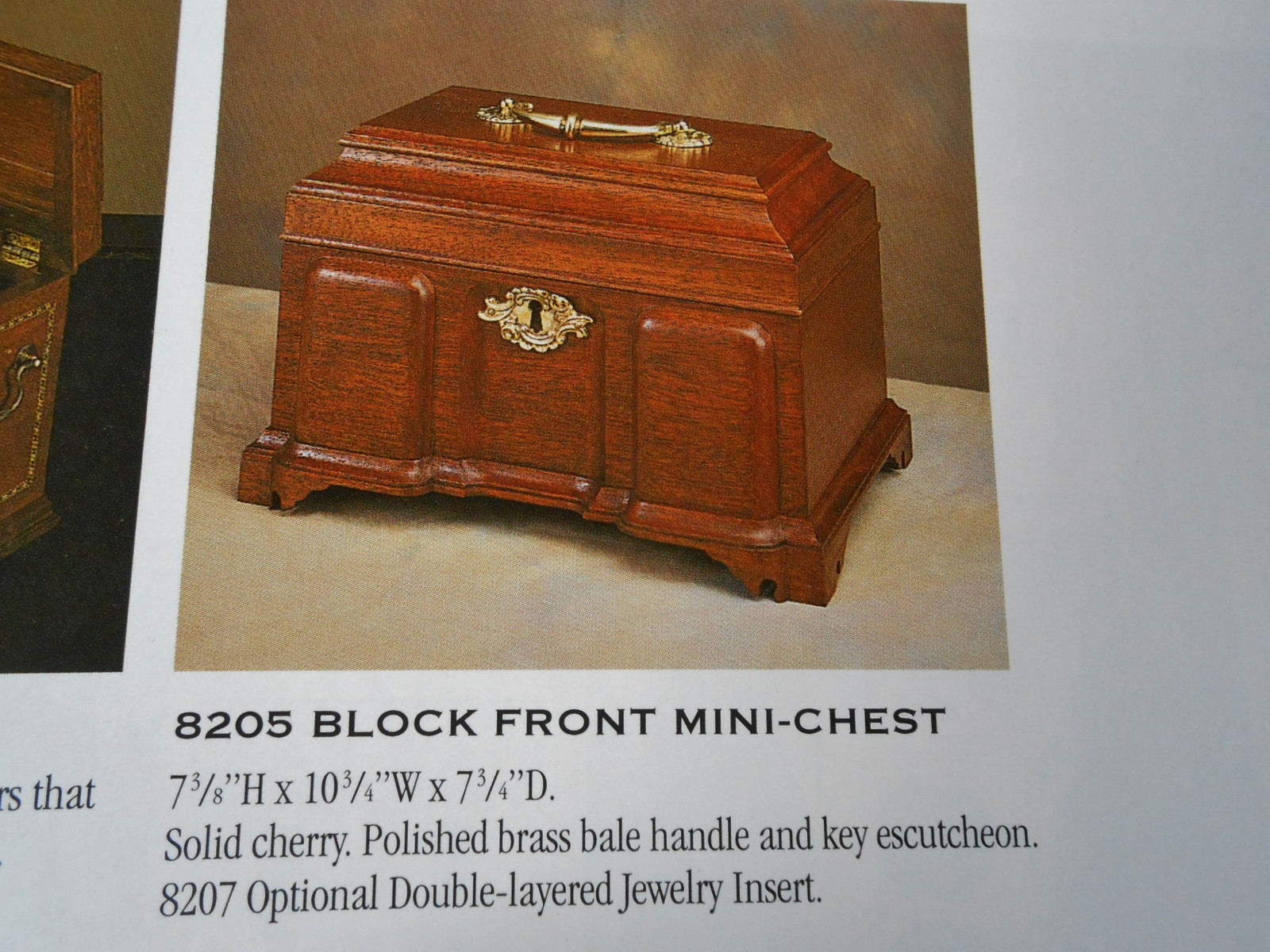 SOLID CHERRY WOOD, BLOCK FRONT CHEST VIRGINIA METALCRAFTERS 18TH CENTURY STYLING