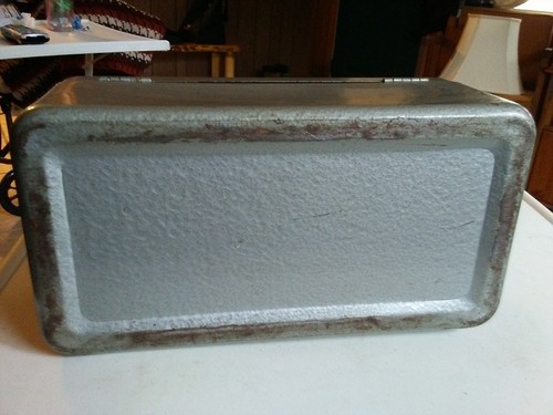 Vintage Gray Steel Storage Tackle Tool Petty Cash Box
