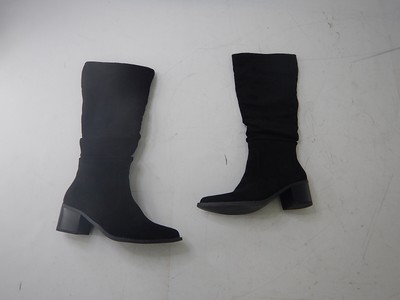 Athlefit Womens Knee High Chunky Heel, Pointed Toe Zipper Boots, Black, Size 6.5