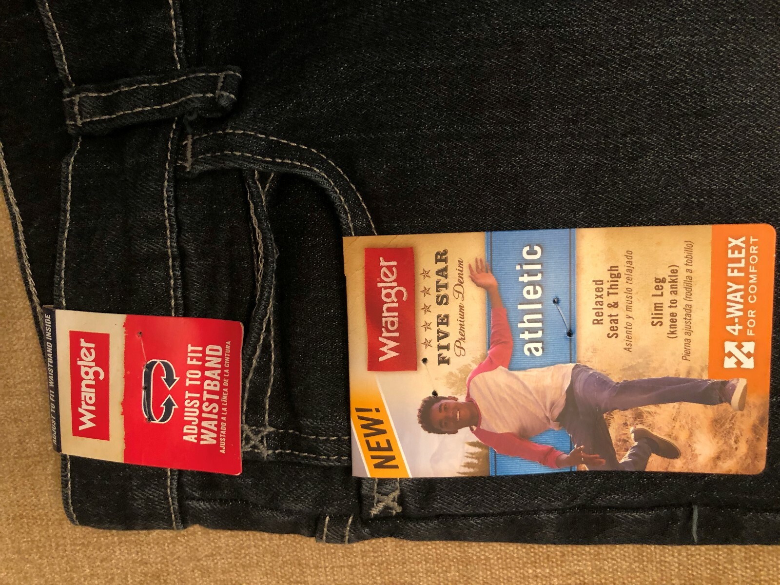 14 Huskey Wrangler 5 Star Premium Denim Athletic with Adjustable Waistband NWT
