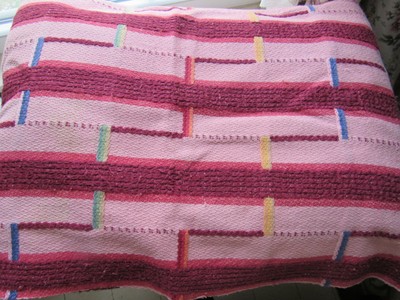 Retro 50s Diner Atomic MCM Chenille Stripes Vtg Woven Bedspread Fabric Piece