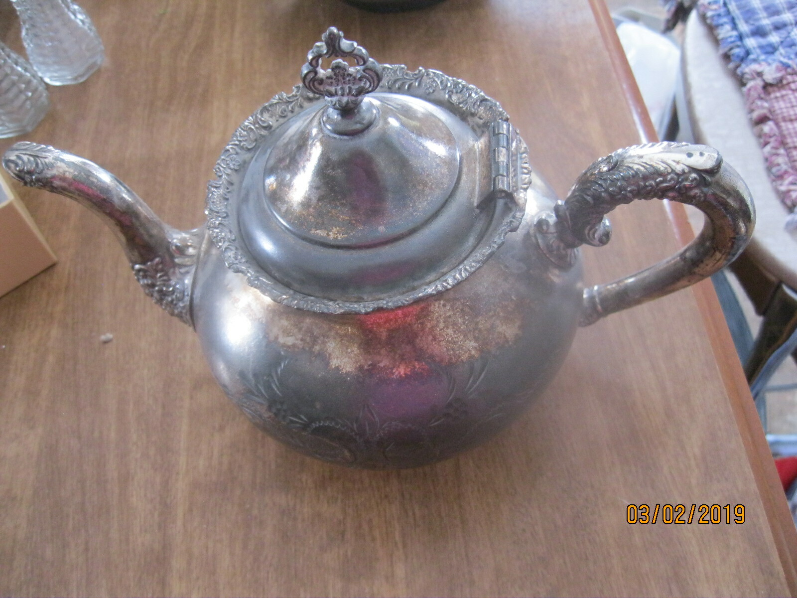 ANTIQUE VAN BERGH  SILVER PLATE CO.-ROCHESTER, NY QUADRUPLE PLATE TEAPOT