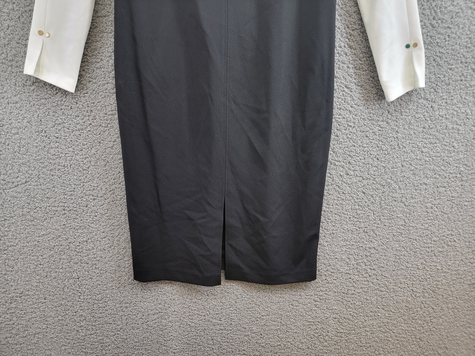 Tommy Hilfiger Keyhole-Neck Sheath Dress Women's 8 Cream/Black Zip Closure L/S - Picture 4 of 17