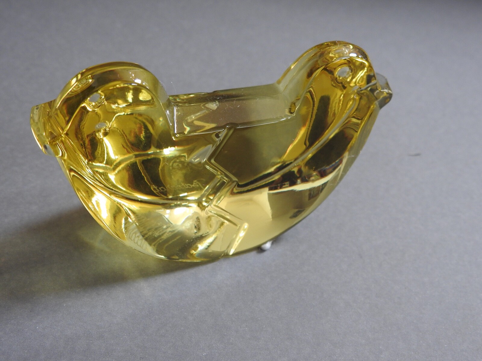 BACCARAT France Glass YELLOW CRYSTAL ROCKING CHICKS BIRD