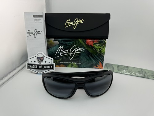 Pre-owned Maui Jim Waterman Mj 410-2m Matte Black W/ Neutral Grey Polarized Sunglasses