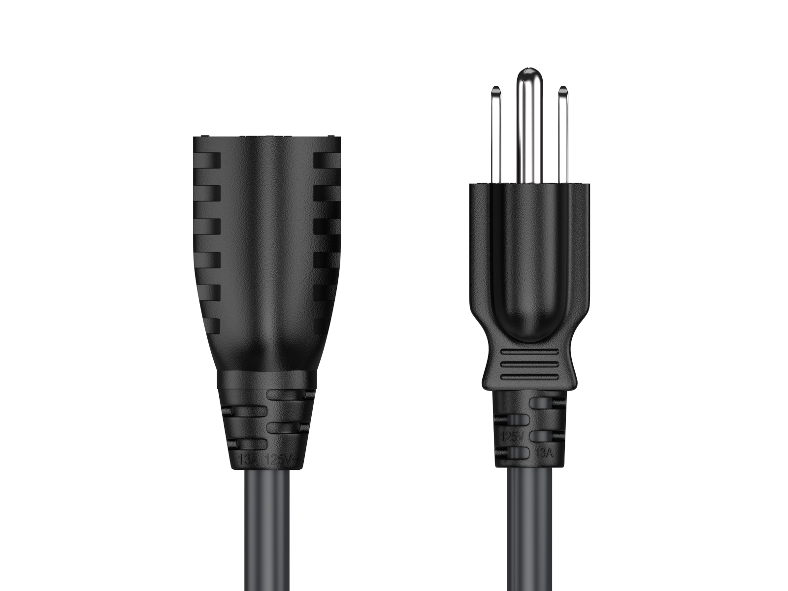 2 ft 16 AWG AC Outlet Extension Power Cord, NEMA 5-15P to NEMA 5-15R