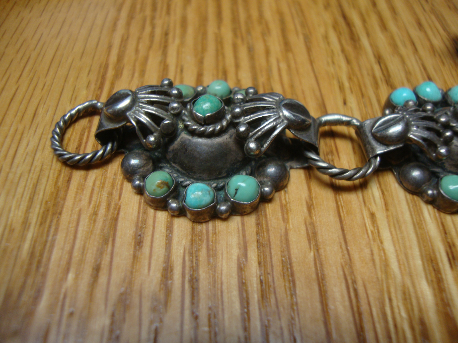 Vintage Southwestern Turquoise Coin Silver  Bracelet & Earrings  signed mexico