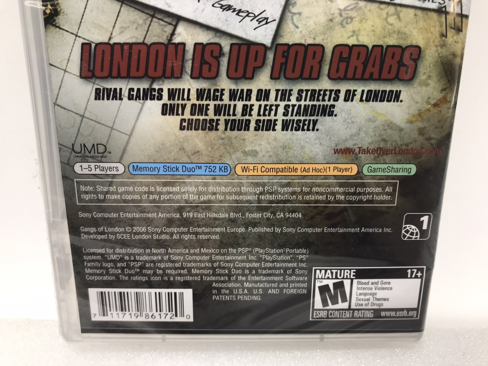Gangs of London Sony PSP, 2006 UMD PlayStation Portable Game New Sealed