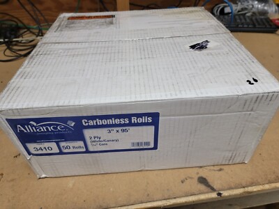 Alliance 2 Ply Carbonless Receipt Rolls 3'' x 95' 2-Ply White/Canary - 50 Rolls