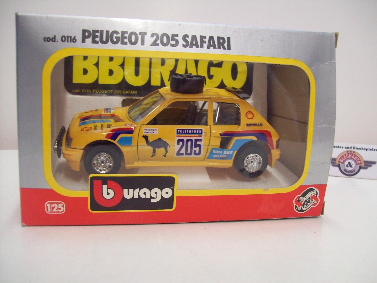 Peugeot 205 Safari #205, 1987, gelb, Bburago (Made in Italy