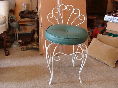 Post 1950 Vintage Vanity Chair Vatican, Vintage Wrought Iron Vanity Chair