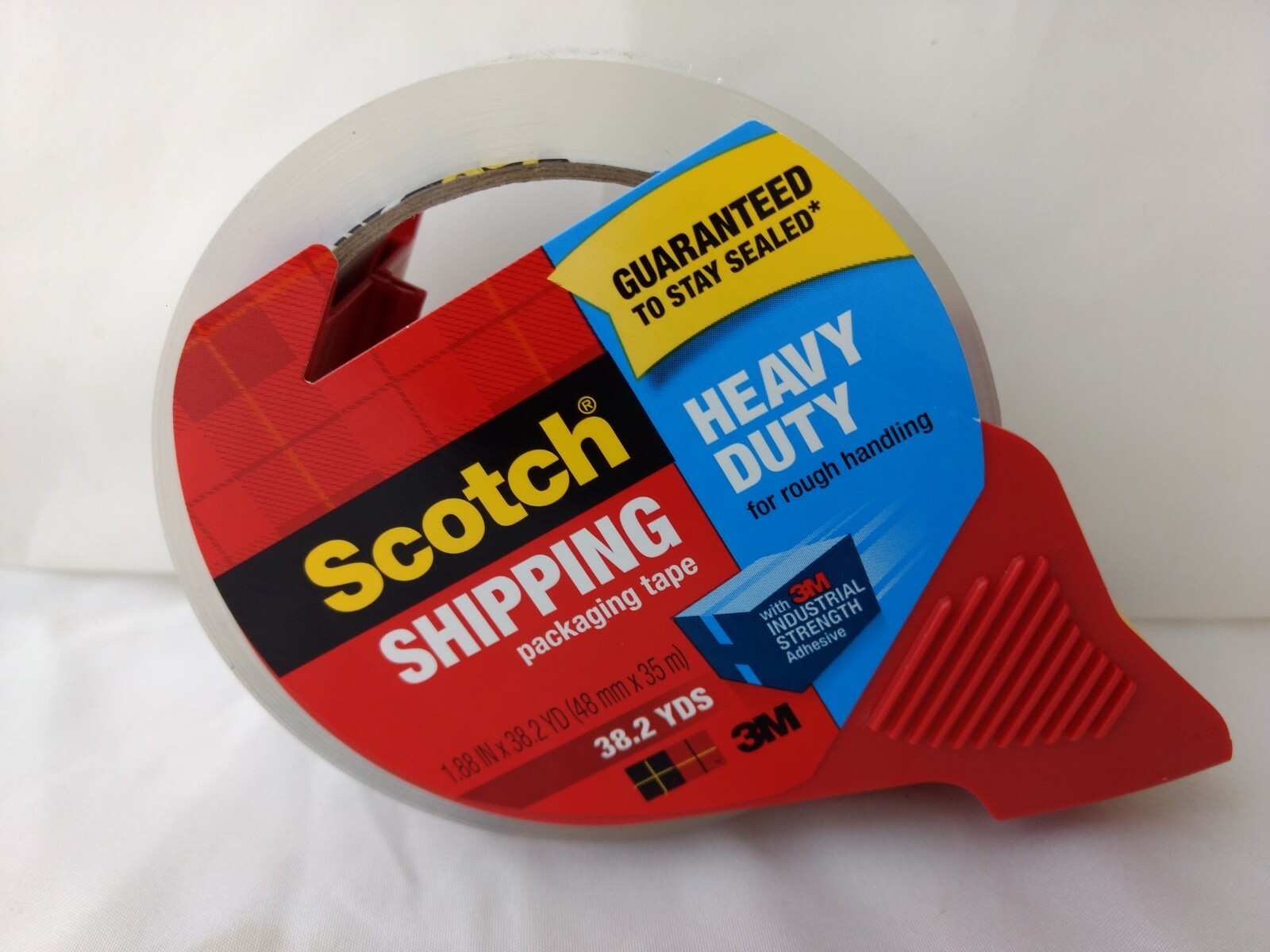 Scotch 3850S-RD-SR Heavy Duty Ship/Pack Tape w/Dispenser, 1.88