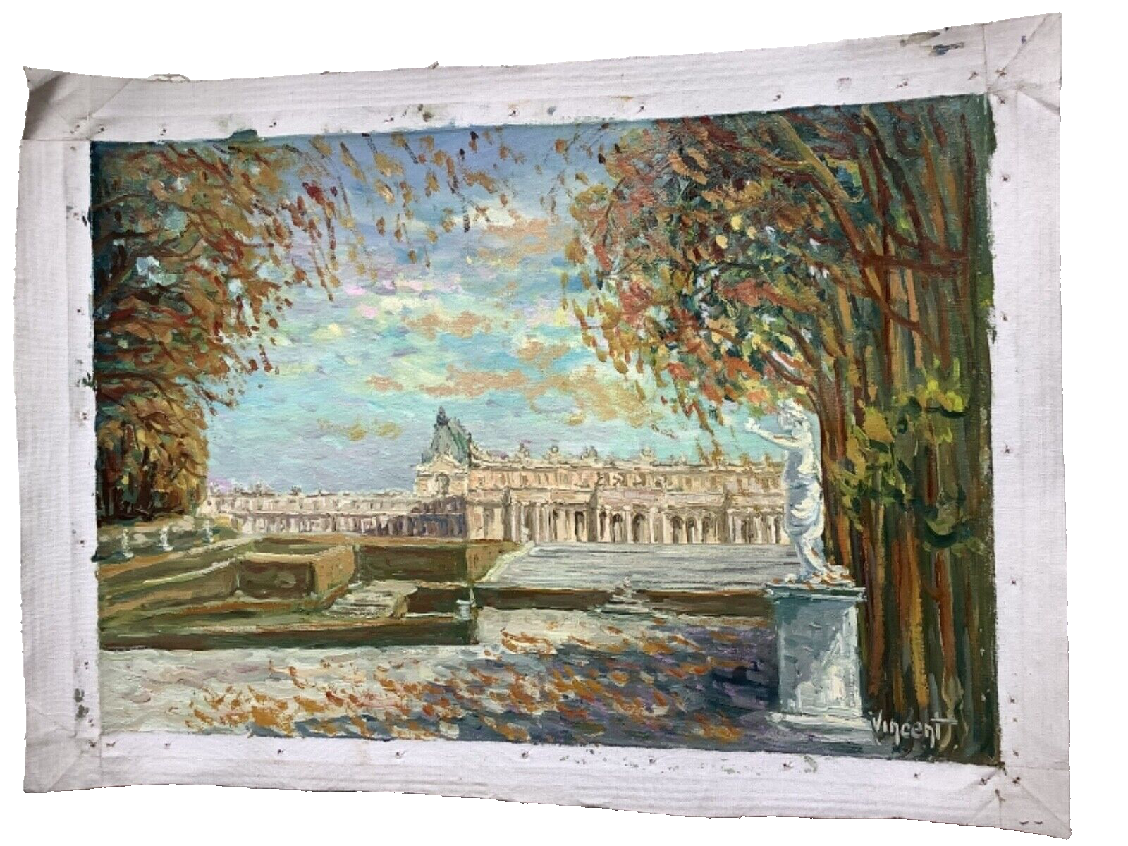 French PostImpressionism Castle of Versailles in the sunset Oil painting