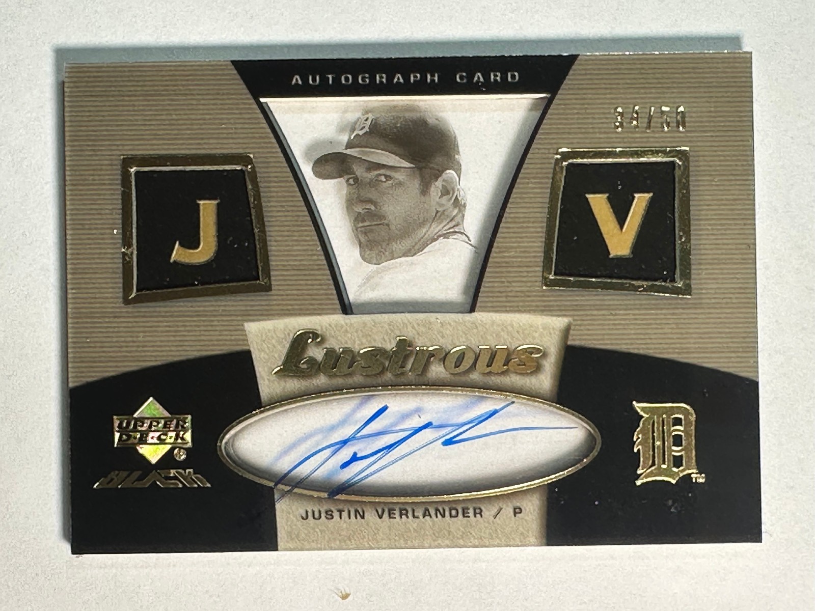 2007 Upper Deck Black Lustrous Justin Verlander 34/50 Auto Autograph