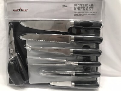 NEW Camp Chef 9 piece Professional Knife Set Stainless Steel with Carrying Case 