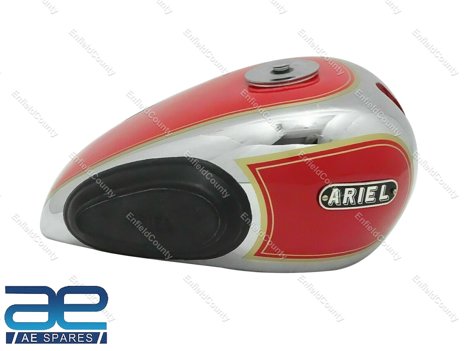For Ariel 350cc Chrome & Red Painted Petrol Fuel Tank With Cap & Tank Knee Pad 