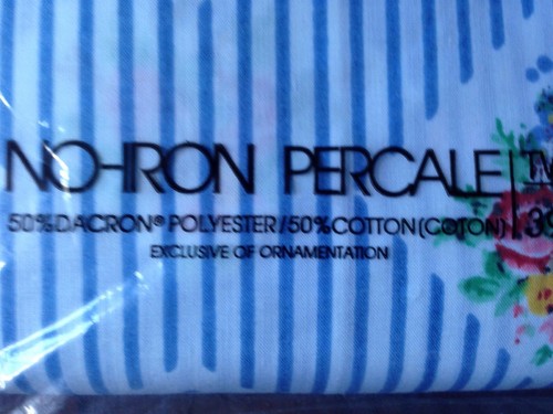 Martex Percale Twin Fitted Sheet Blue Striped Floral Made in USA Vintage NIP NEW