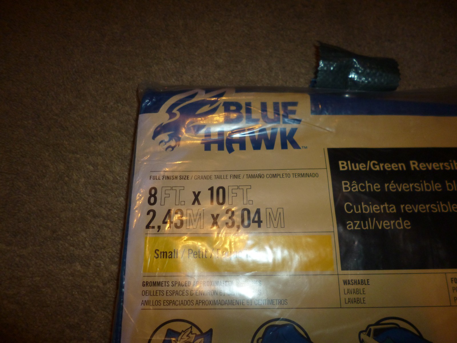 Blue Hawk blue/green Reversible 8 Ft x 10 Ft  washable Tarp