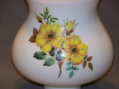 Milk glass lamp ceiling shade old fashion yellow rose