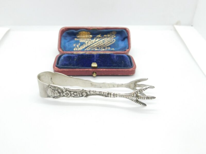 Pair .830 Silver Continental Sugar Nips Bird Claws Antique c1920 Art Deco