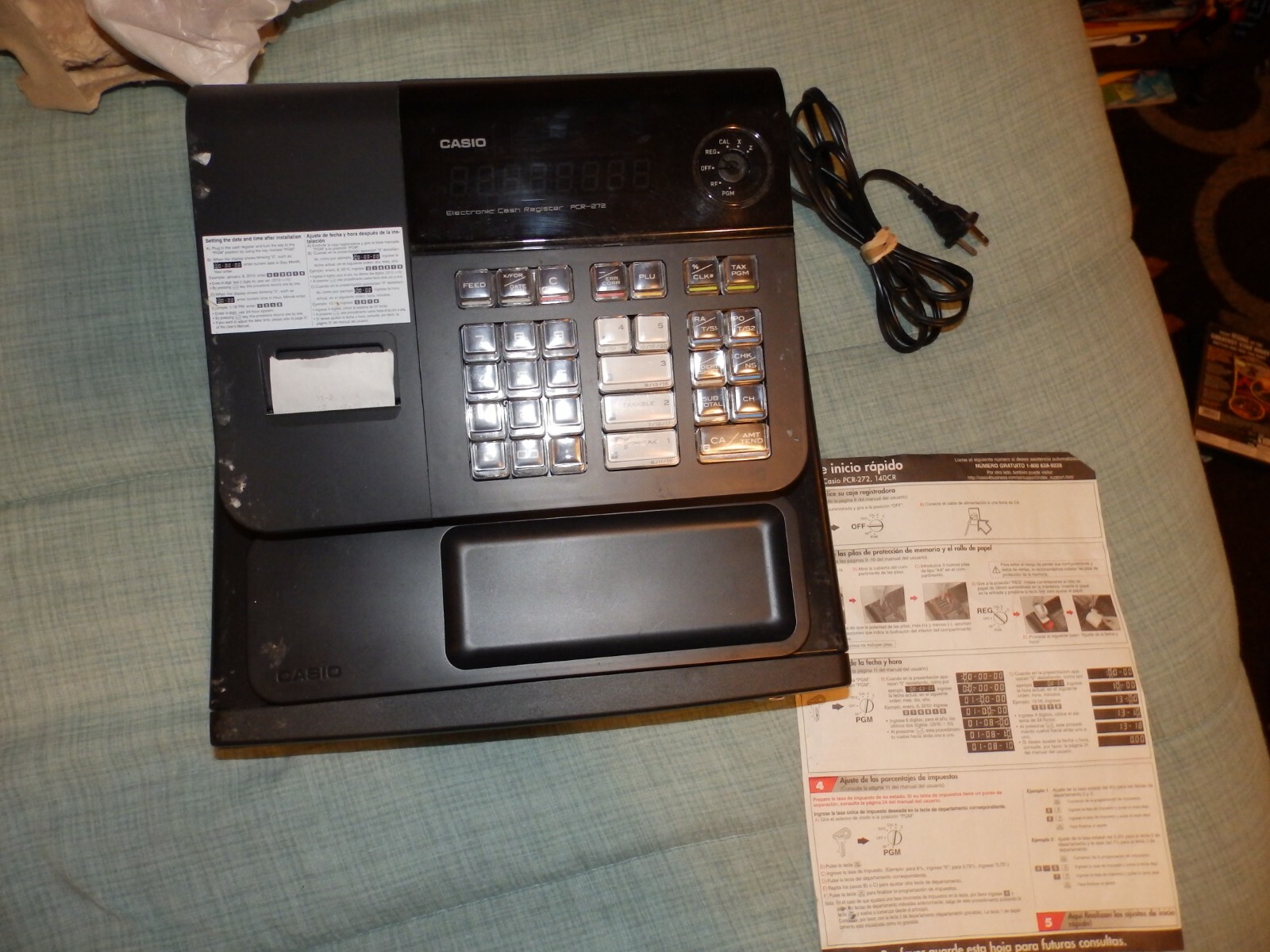 Casio PCR 272 Cash Register Small Business Retail Sales TESTED N WORKING NO KEYS