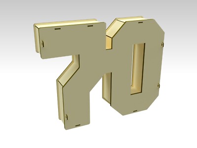 DXF CDR SVG template - 3D Number 70 Gift Box for Laser Cutting and CNC Router
