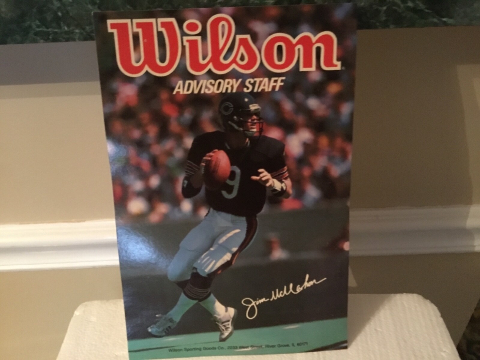 Jim McMahon Wilson facsimile football with photo and tee with box