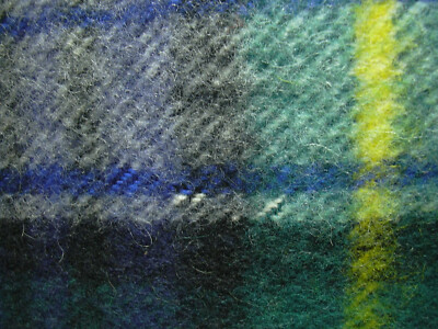 Bloomingdales Wool Tartan Plaid Blanket Blue Green White Baby Shop England 35x46