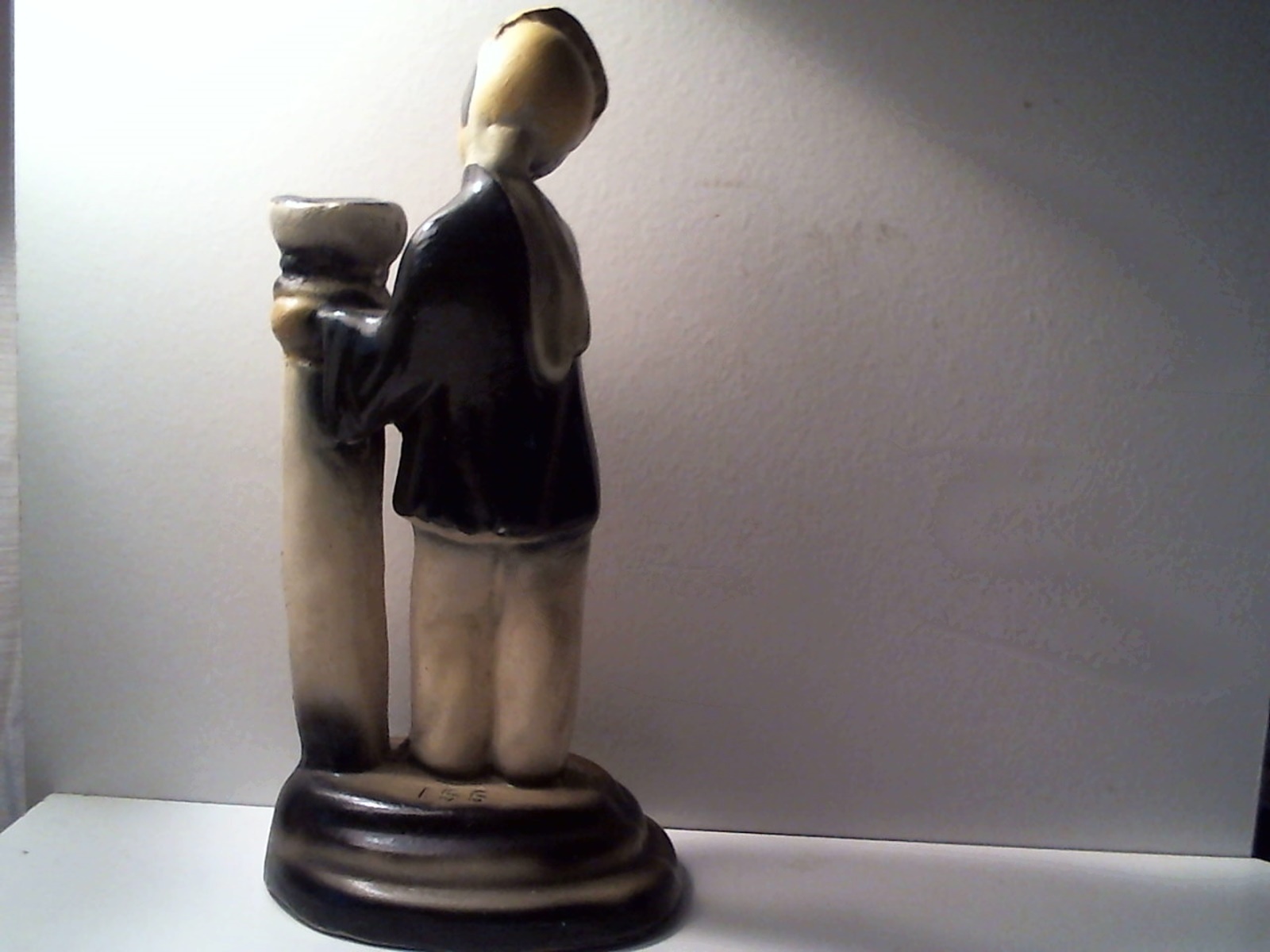 Vintage Oriental Woman Candlestick Figurine - Chalkware