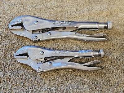2 Petersen Dewitt 10R 7R Vise Grip Locking Adjustable Pliers Set USA Hand Tool