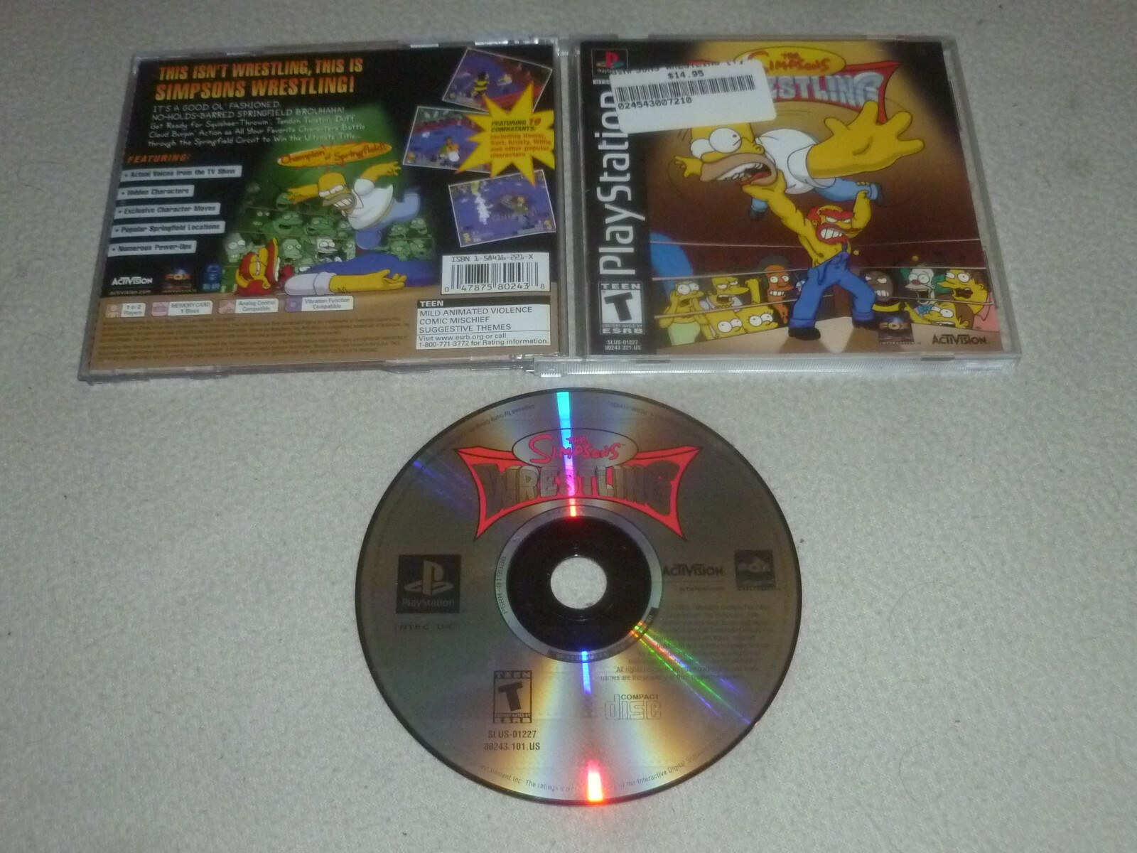 PLAYSTATION PS1 GAME THE SIMPSONS WRESTLING W CASE & MANUAL